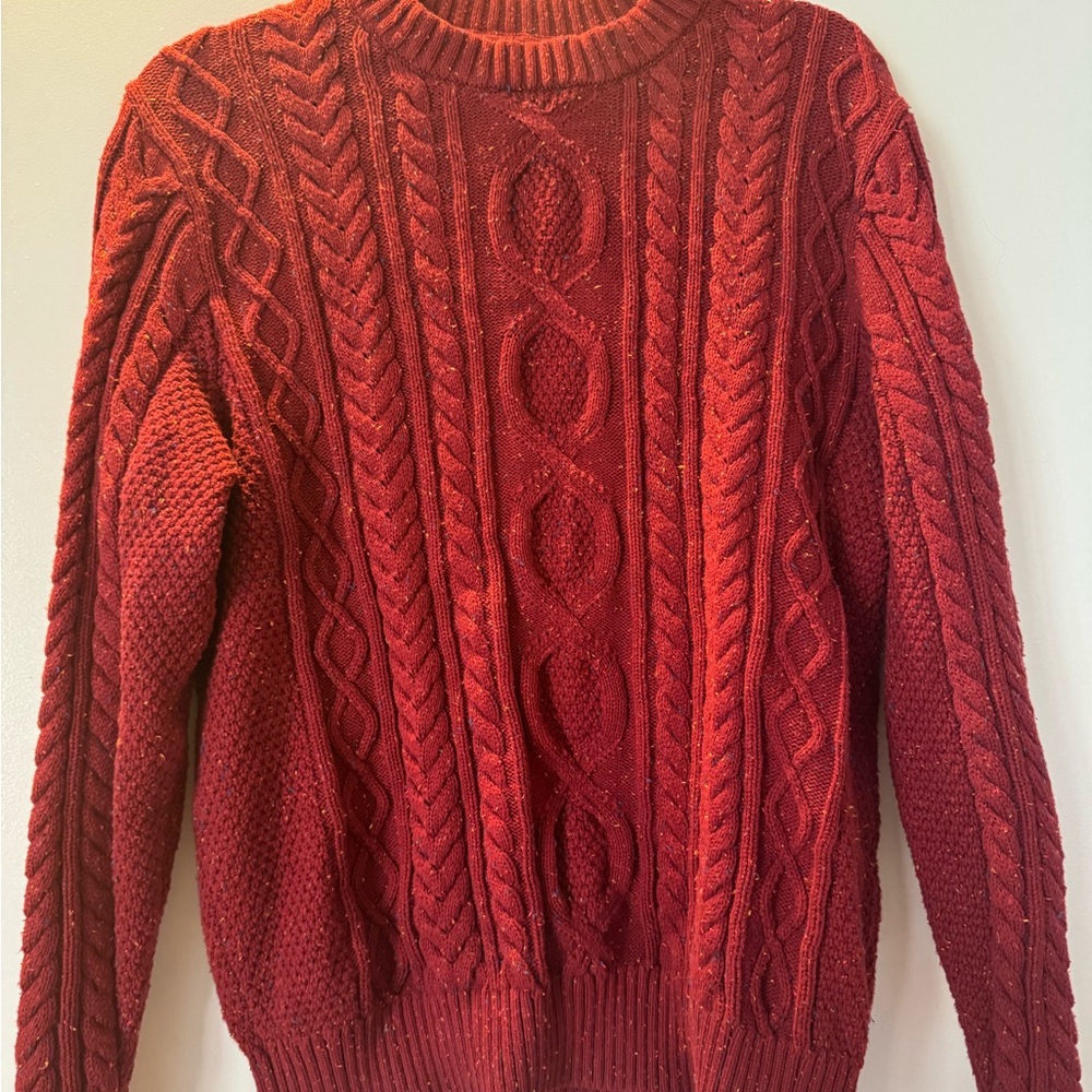 Vintage LL Bean Red Cable Knit Sweater